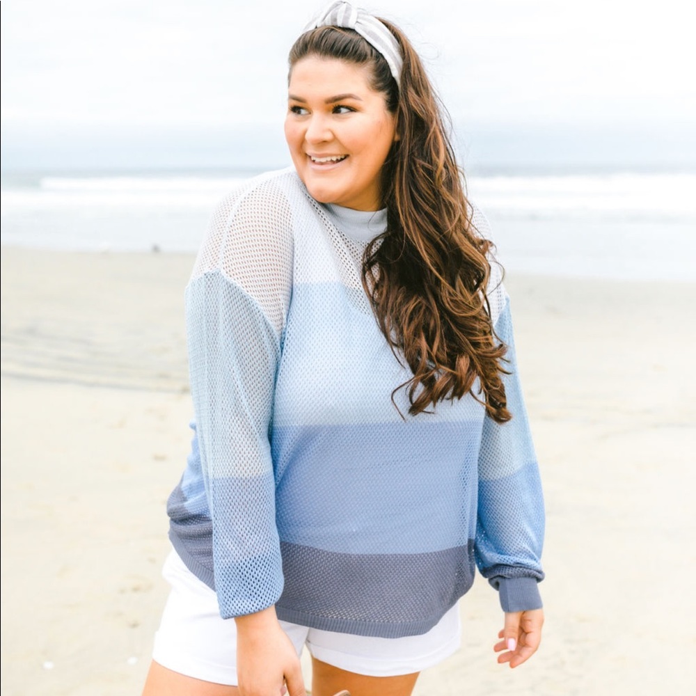 Amaryllis Blue Gradient Crew Neck Sweater
